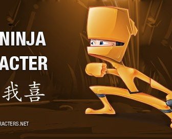 Personagem De Vetor Ninja Laranja