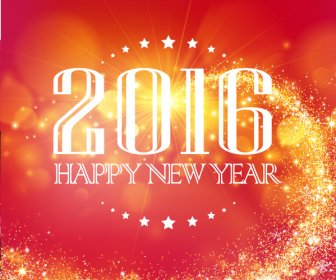 Orange Red 2016 Happy New Year Background