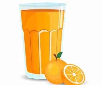 Batido Naranja Icono De Vidrio 3D Diseño Clásico De Frutas De Vidrio