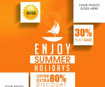 Orange Styles Affiche Vecteur De Vacances D’été