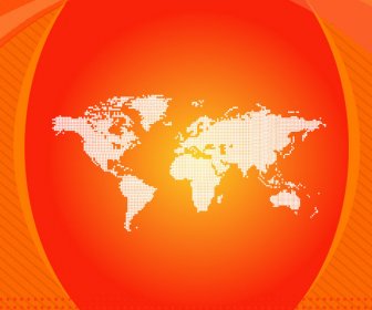 オレンジ色のベクトル世界地図