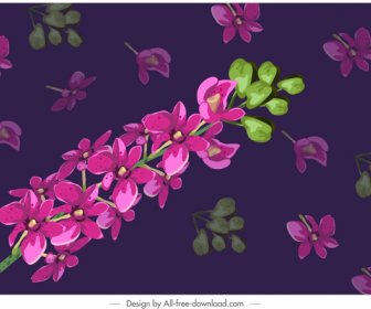 Orchidee Flora Malerei Farbige Klassische Verschwommene Dekor