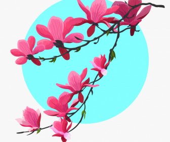 蘭の花の絵色付きの古典的な装飾の枝のスケッチ