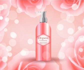 Iklan Kosmetik Organik Bokeh Mawar Latar Belakang Desain Realistis