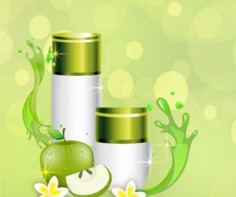 유기농 화장품 광고 꽃 애플 크림 튜브 아이콘