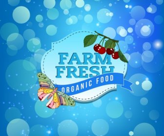 Organic Food Advertising Background Blue Bokeh Decor