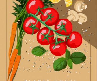 Organic Ingredients Background Colorful Dynamic Design