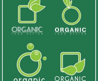 Organic Logo Sets Various Shapes In Green