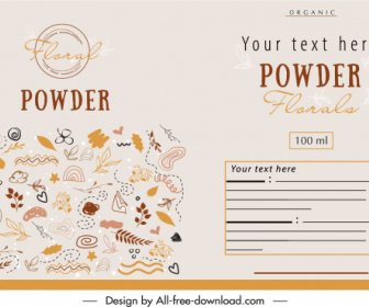 Organic Package Label Template Retro Handdrawn Nature Elements