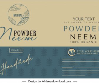 Organic Powder Label Template Elegant Classical Leaf Logo