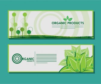유기농 제품 배너 디자인 원과 식물 배경