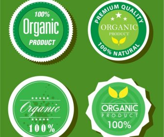 Organic Product Label Sets Circle Style Design