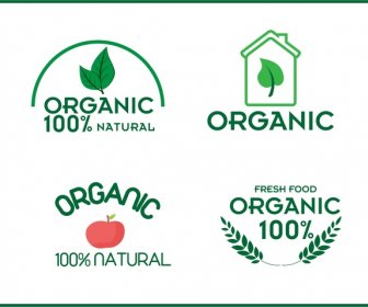 유기농 제품 로고 설정 다양 한 기호 디자인 컬렉션