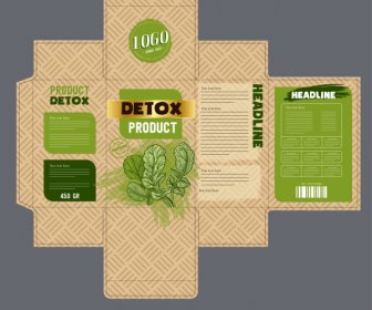 Organik ürün Paketi şablonu Klasik Bitkiler Dekor