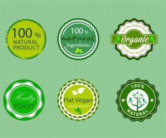 organic product promotion lables in green circles