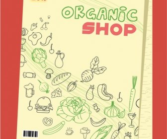 Organic Shop Flyer Design With Products Drawing