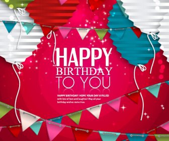 Origami-Ballons Mit Happy Birthday Hintergrund