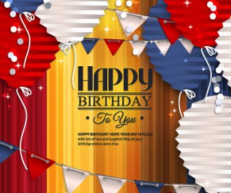 Origami-Ballons Mit Happy Birthday Hintergrund