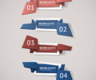 Origami Business Banners With Numbered Vector