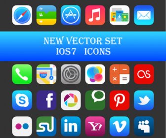 Original Design-ios7-Media-Icons Vektor