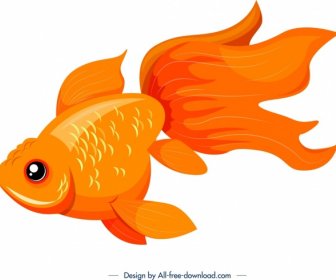 Ikan Hias Ikon Menampilkan Dekorasi Oranye Cerah