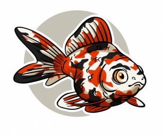 観賞魚アイコン古典的な手描きスケッチ