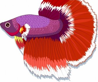Ikan Hias Ikon Berwarna-warni Desain
