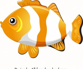 장식용 물고기 아이콘 귀여운 노란색 흰색 스케치