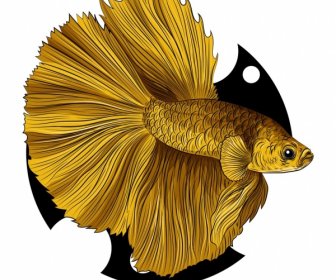 Ornamental Fish Icon Elegant Golden Design