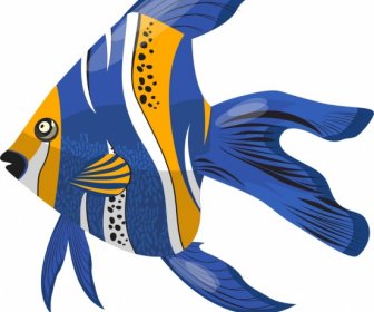 Ornamental Fish Icon Shiny Bright Colorful Decor