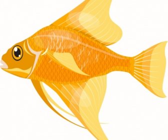 Ornamental Fish Icon Shiny Golden Decor