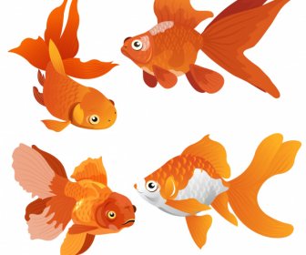 장식 물고기 아이콘 노란색 장식 수영 모션 스케치