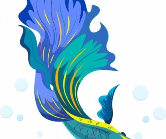 Peixes Ornamentais, Pintura Brilhante Azul Decoração
