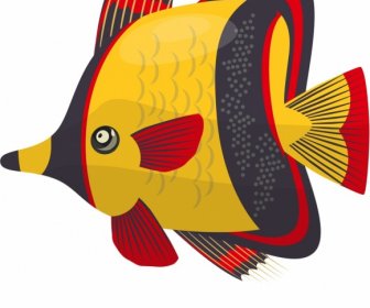 Ornamental Fish Painting Colorful Flat Design