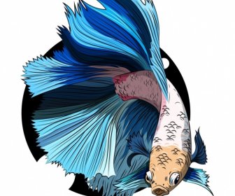 ปลาสวยงามภาพวาด Gaudy 3d ตกแต่ง