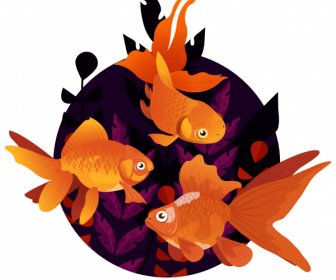 Ornamental Fish Painting Swimming Goldfish Sketch
