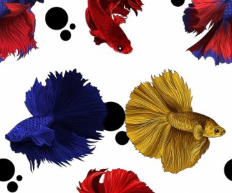Ornamental Fishes Pattern Modern Colorful Motion Design