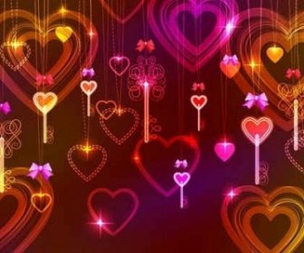 Ornamen Jantung Dengan Valentine Hari Ilustrasi Vektor