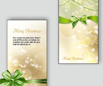 Ornate Christmas Bow Greeting Cards Vector