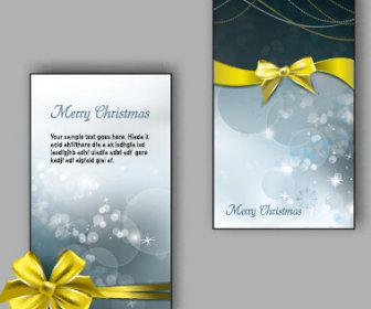 Ornate Christmas Bow Greeting Cards Vector