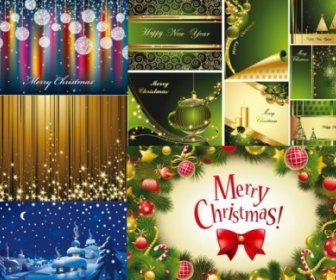 Ornate Christmas Shiny Background Vectors