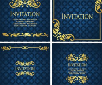 Ornate Gold Ornament Invitation Card Background Vector