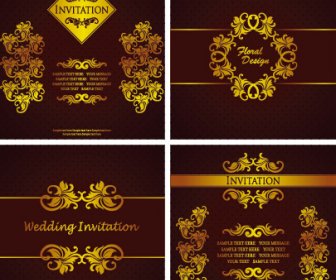 Ornate Gold Ornament Invitation Card Background Vector