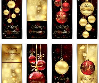 Ornate Golden Christmas Cards Vector Graphics