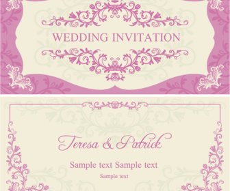 Convites De Casamento Floral Rosa Ornamentado Vector