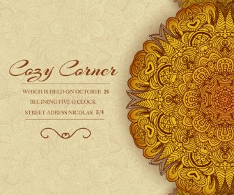 Ornate Retro Floral Cards Vector