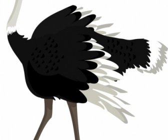 Burung Unta Ikon Hitam Putih Kartun Karakter Sketsa