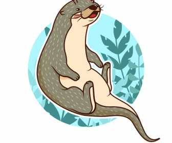 Otter Animal Icon Classical Handdrawn Sketch