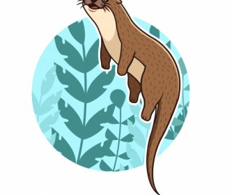 Otter Espécie ícone Clássico Desenho Animado Desenhado à Mão