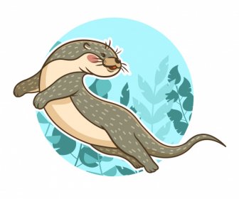 otter species icon classical handdrawn sketch